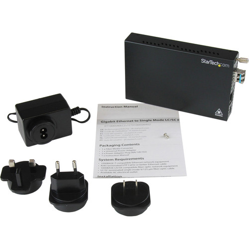 StarTech ET1000S40LC2 1000 Mb/s Gigabit Single Mode Fiber Media Converter (Black)