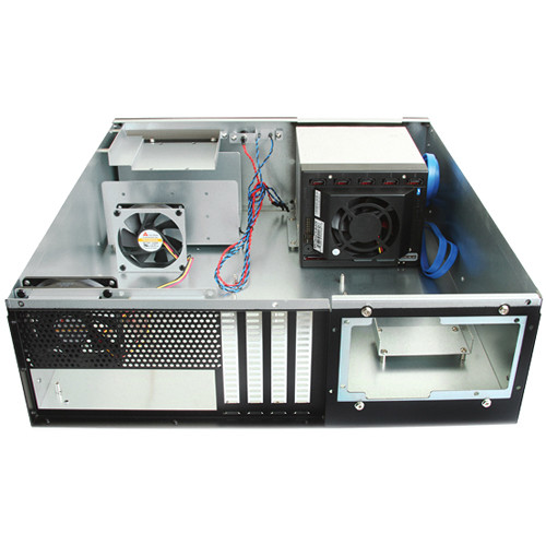 iStarUSA D-340HN-T 3 RU Compact 4 x 3.5" Bay Trayless Hotswap microATX Rackmount Chassis (Red HDD Handles)