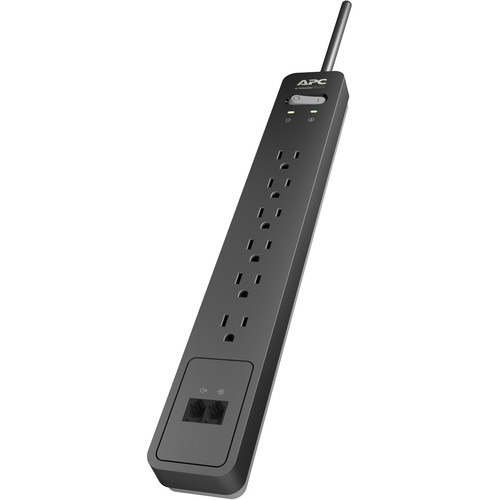 APC Essential SurgeArrest 6-Outlet Surge Protector with Phone Protection (6', Black, 120V)