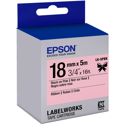 Epson LabelWorks Ribbon LK Tape Black on Pink Cartridge (3/4" x 16')