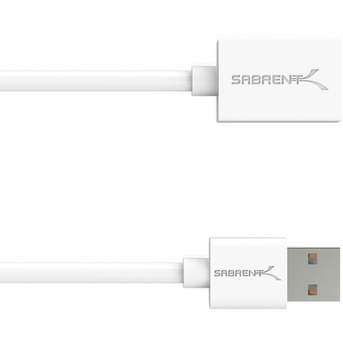 Sabrent USB 2.0 Type-A Male to Type-A Female Extension Cable (10', White)