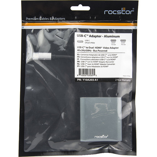 Rocstor USB Type-C to Dual HDMI Display Adapter Cable
