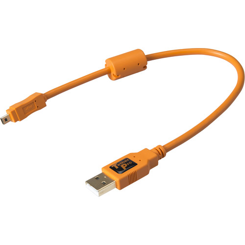Tether Tools TetherPro USB 2.0 Type-A Male to Mini-B Male Cable (1', Orange)