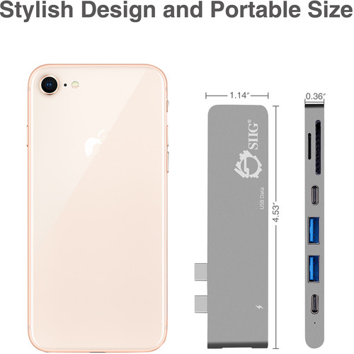 SIIG Dual USB Type-C Hub with HDMI, Card Reader, and Power Delivery (Space Gray)
