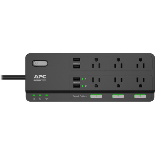 APC 6-Outlet Smart Surge Protector with 4 USB Charging Ports (Black)
