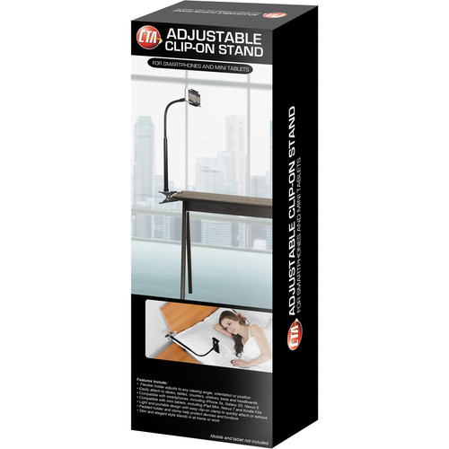 CTA Digital Adjustable Clip-On Stand for Smartphones and Mini Tablets
