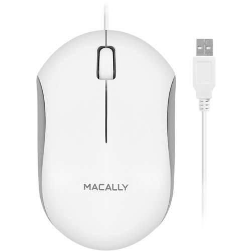 Macally 3-Button USB Wired Optical Mouse for Mac and PC (White)