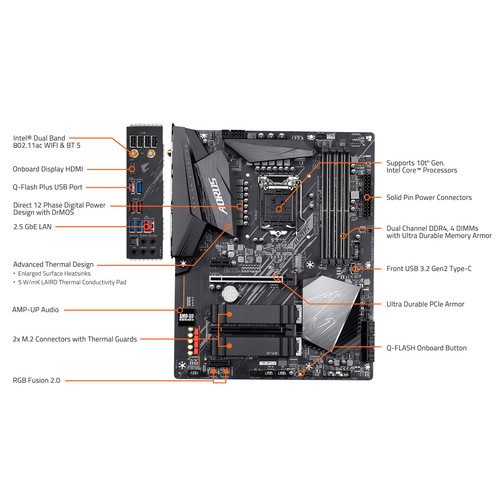 Gigabyte Z490 AORUS ELITE AC LGA 1200 ATX Motherboard