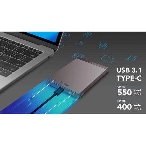 Lexar 512GB SL200 Portable USB 3.1 Type-C External SSD