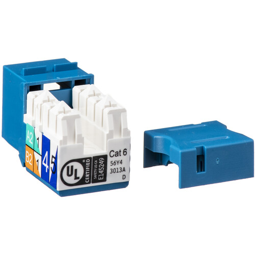 NTW CAT6 90&deg; Slim 110 Professional Keystone Jack (Blue)