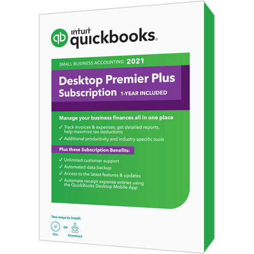 Intuit Quickbooks Desktop Premier Plus 2021 1-Year Subscription (Download and Disc)