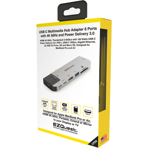 EZQuest 8-Port USB Type-C Multimedia Hub with Power Delivery 3.0