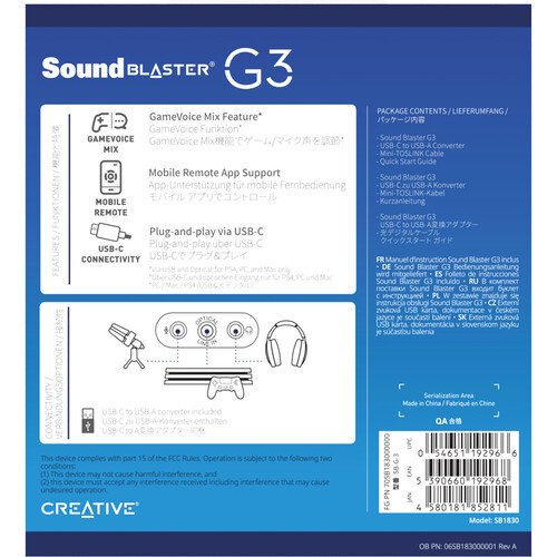 Creative Labs G3 Portable Gaming USB DAC Amp