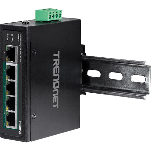 TRENDnet TI-PG50 5-Port Gigabit PoE+ Complaint Unmanaged DIN Rail Industrial Switch