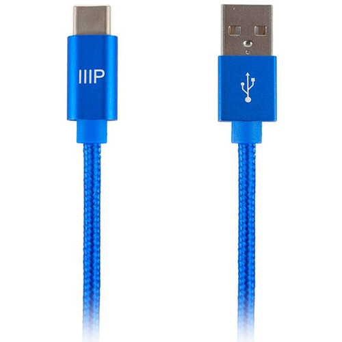 Monoprice Palette Series USB 2.0 Type-C to Type-A Charge & Sync Cable (3', Blue)