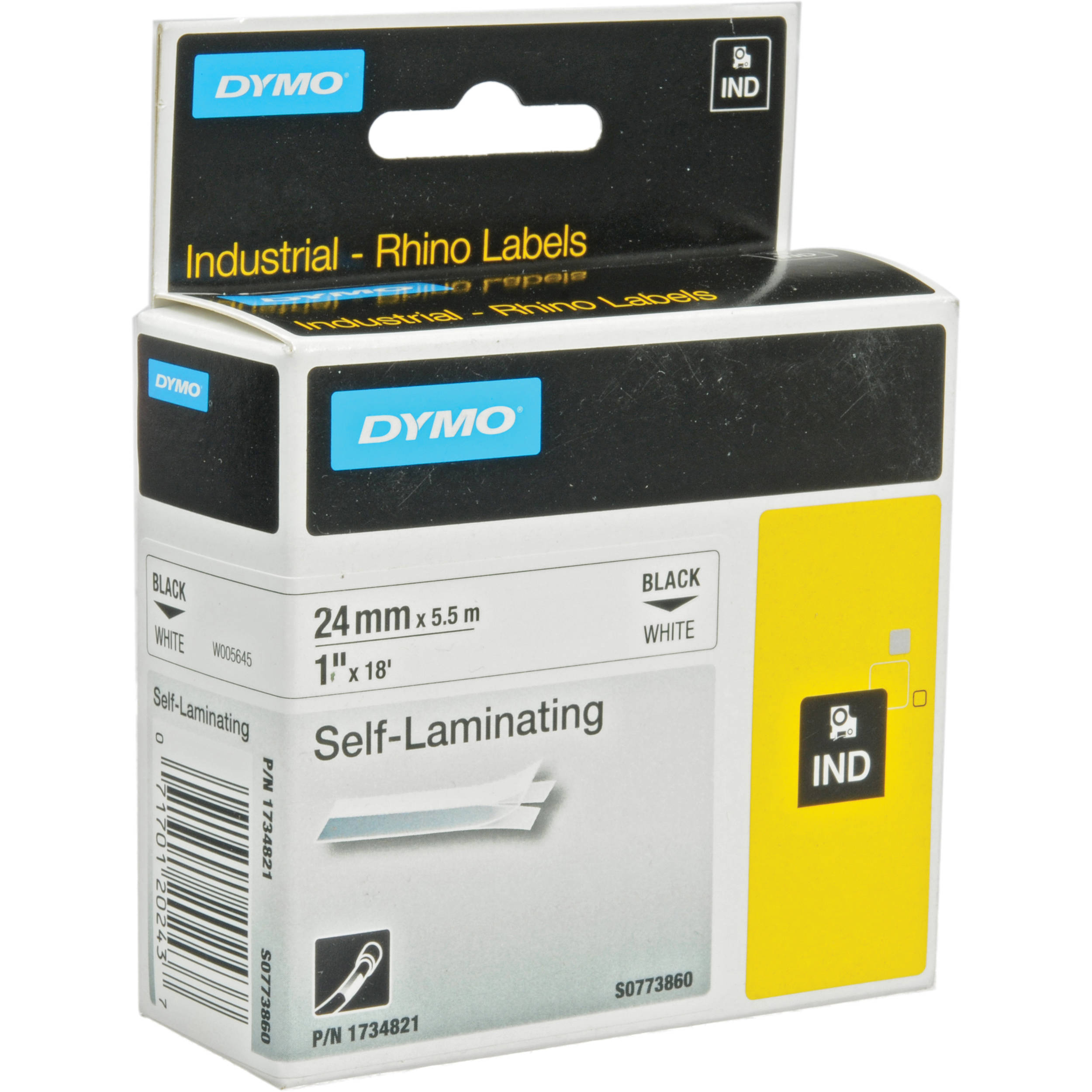Dymo White Rhino Self-Laminating Tape (1.0")