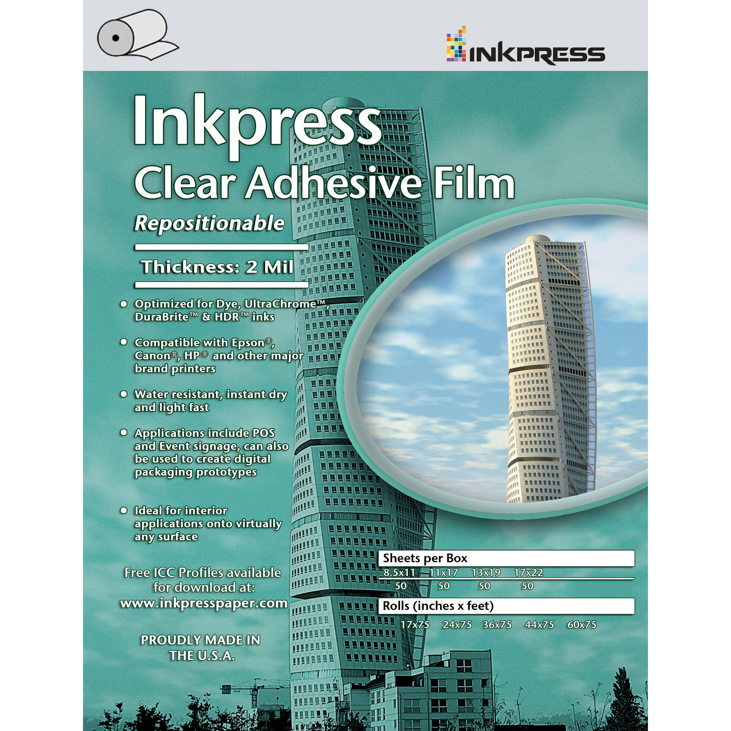 Inkpress Media Clear Adhesive Film Roll (42"x75')