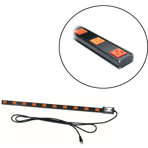Middle Atlantic PDT-102-C-NS 20-Amp PDT Thin Power Strip with (10) Outlets and NEMA 5-15p Plug