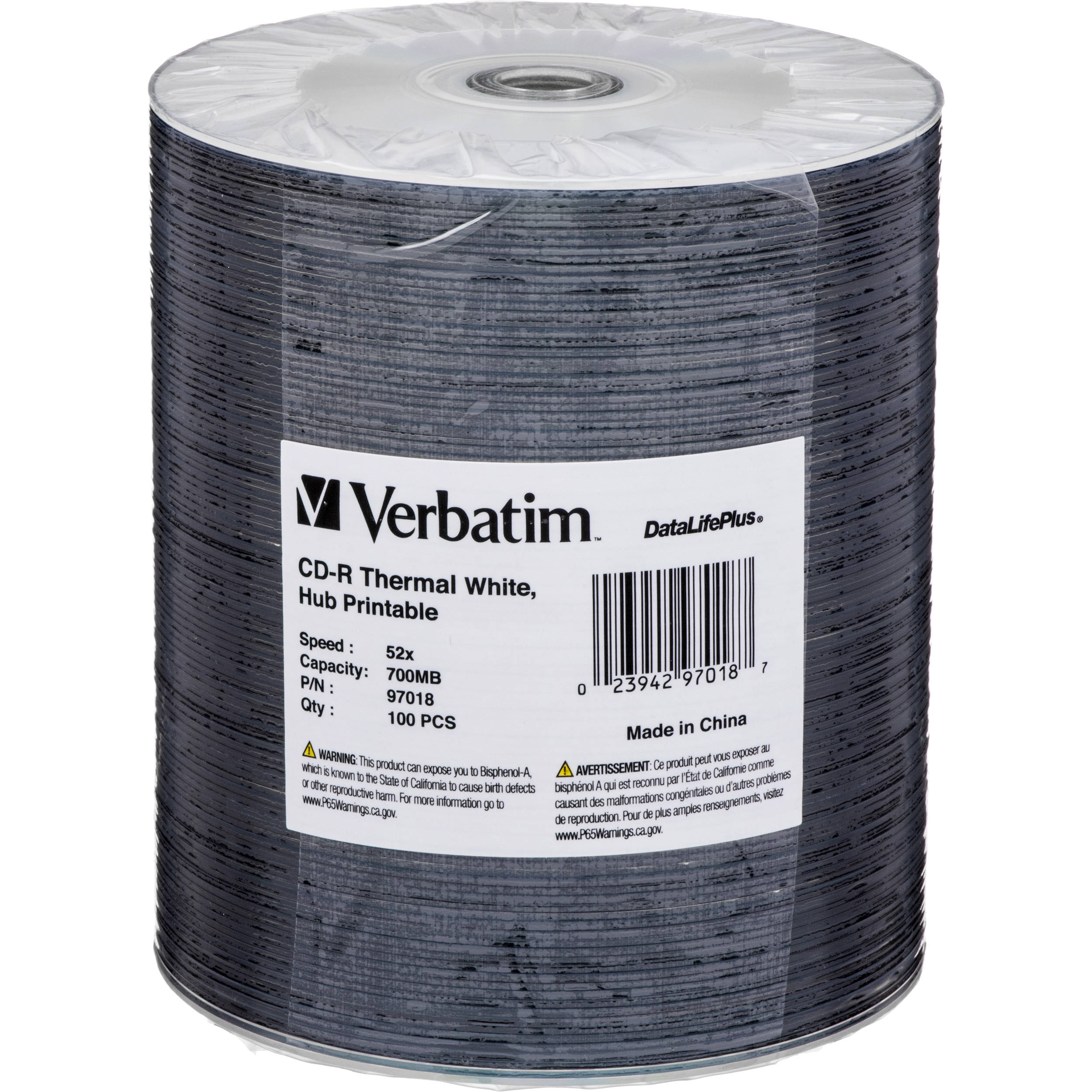 Verbatim CD-R 80 High Speed, Thermal Printable Compact Disc (Spindle Pk of 100)