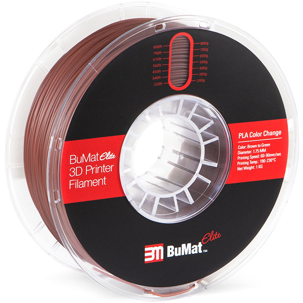 BuMat Elite 1.75mm Color Change by Temperature Filament (1kg, Brown to Green)
