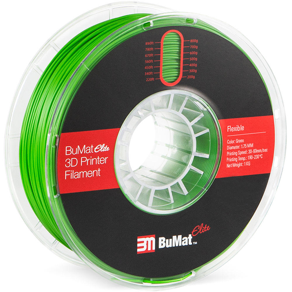 BuMat Elite 1.75mm Flexible Filament (1kg, Green)