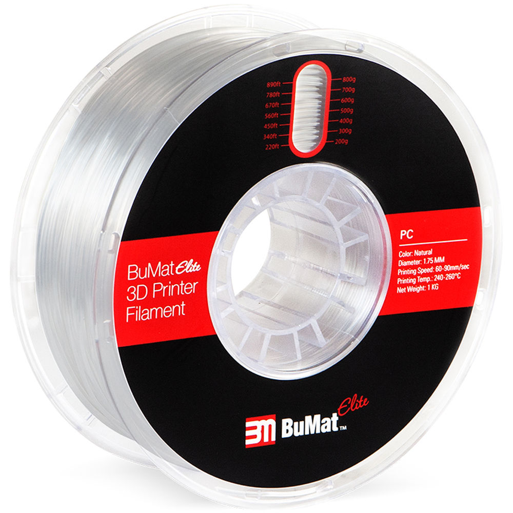 BuMat Elite 1.75mm Polycarbonate Filament (1kg, Natural)