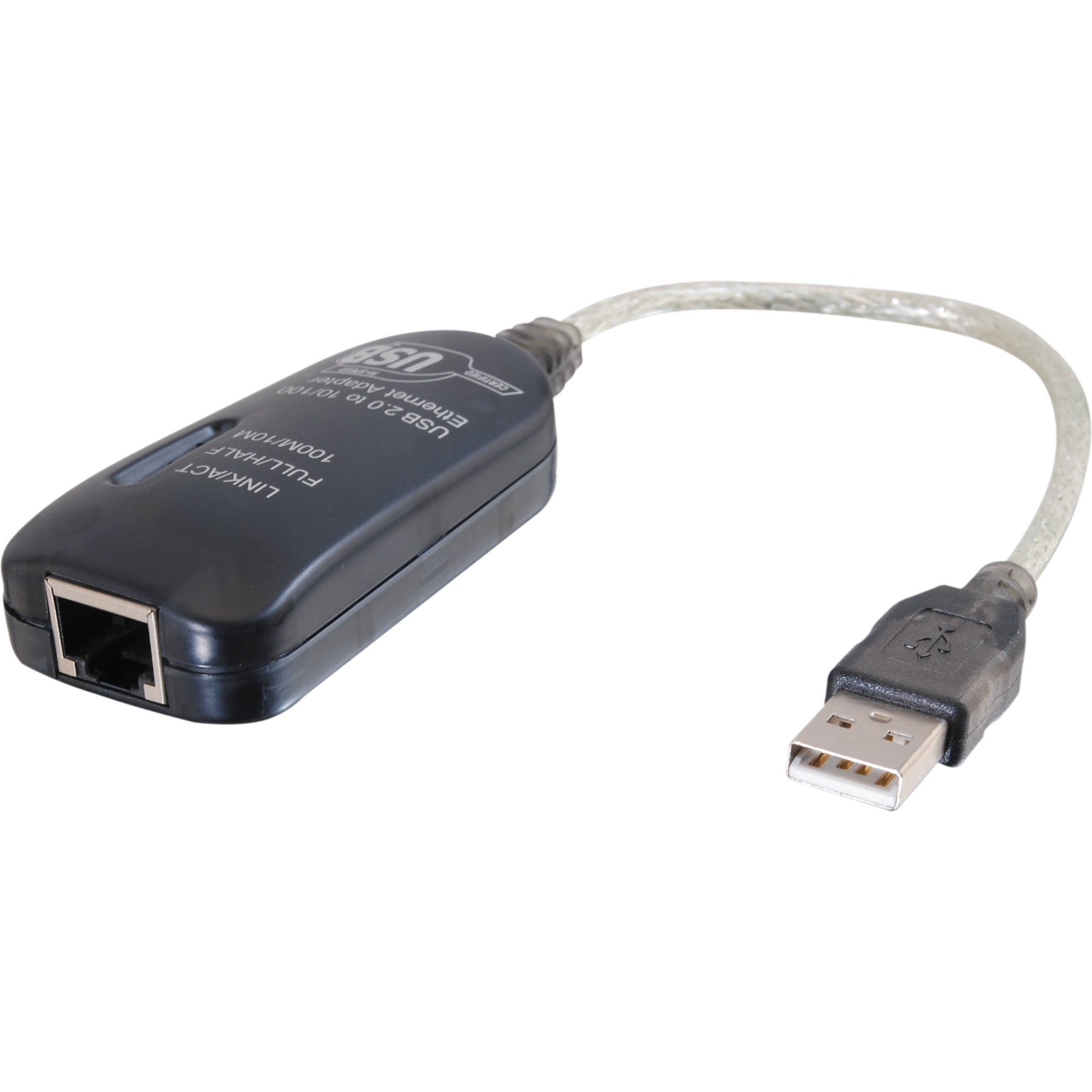 C2G 7.5" USB 2.0 Fast Ethernet Adapter Cable (Silver)