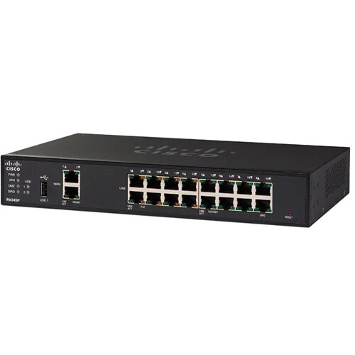 Cisco RV345P 16-Port Gigabit PoE+ Compliant Router with Dual WAN