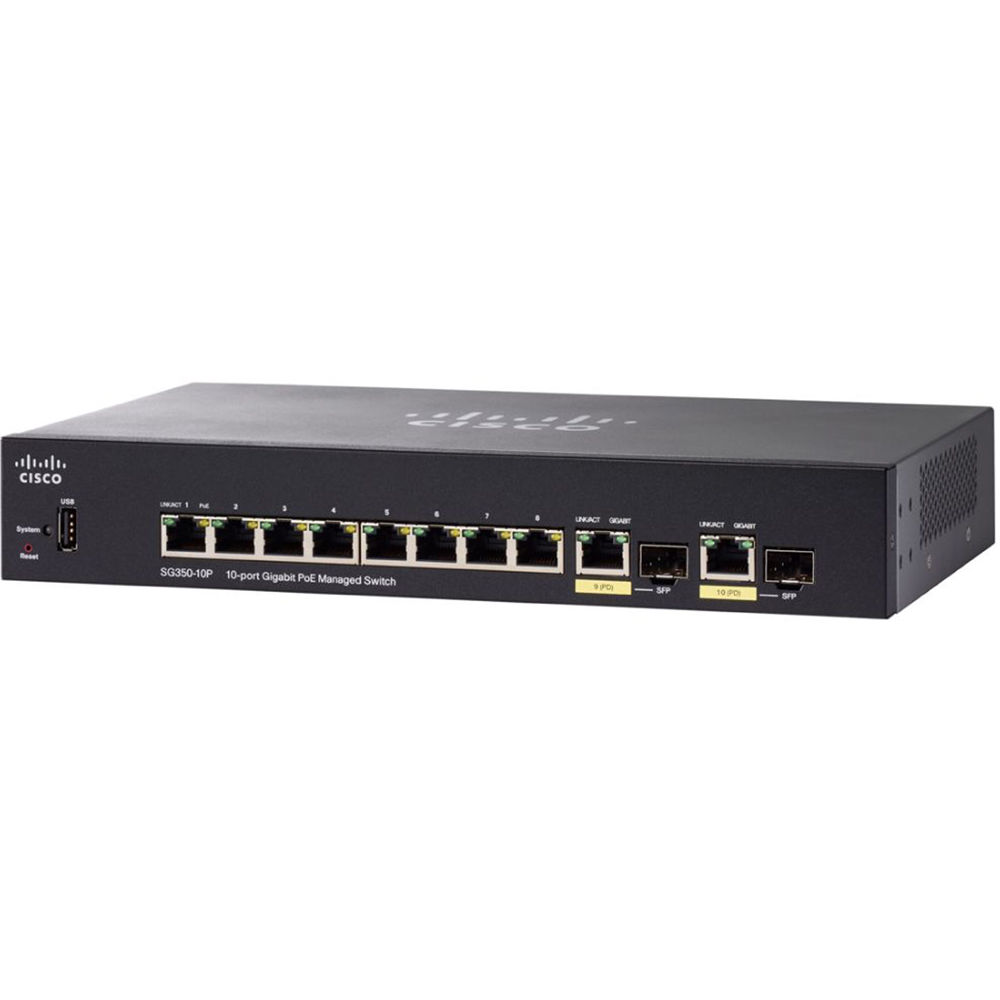 Cisco SG350-10P 10-Port Gigabit PoE-Compliant Managed Switch with SFP