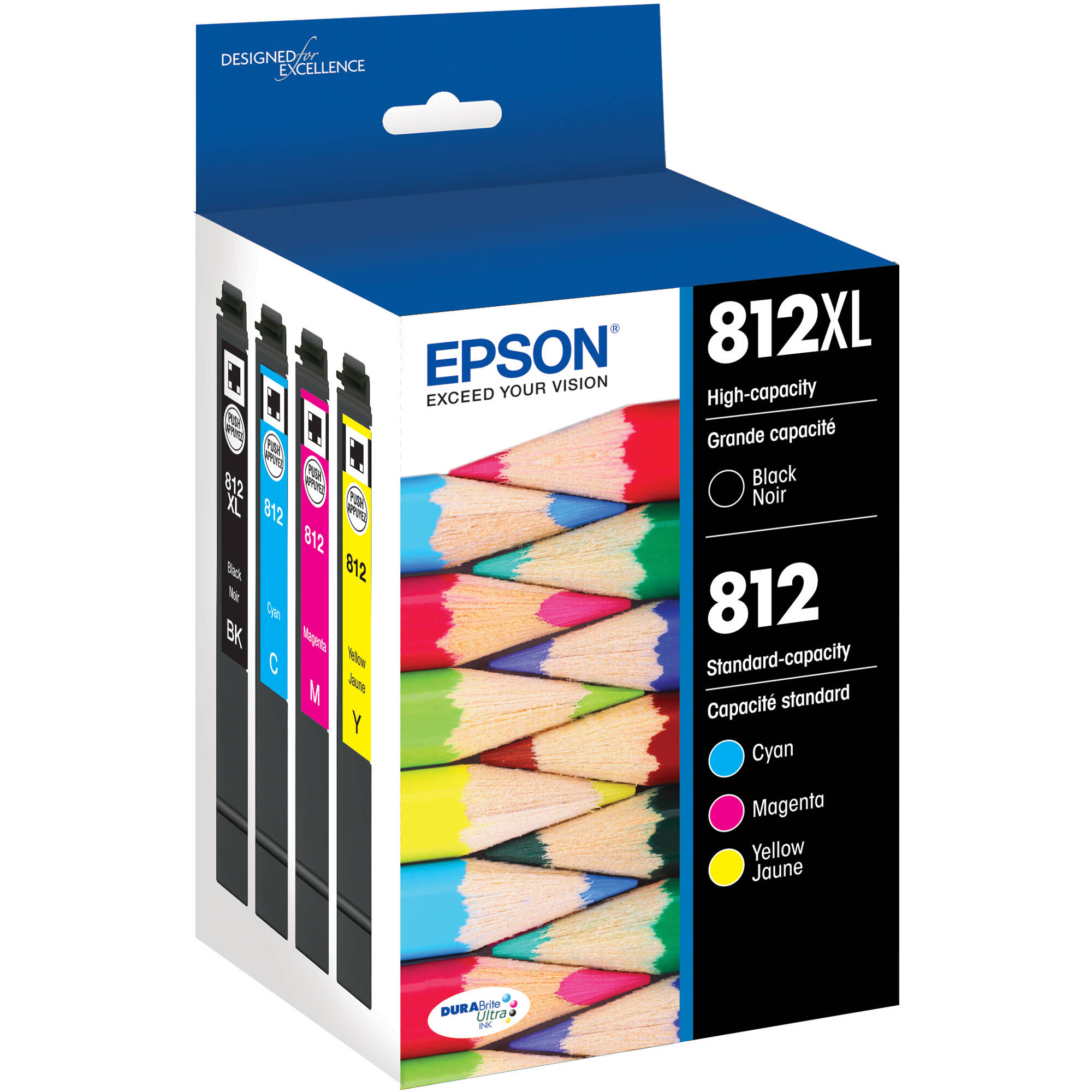 Epson T812 High Capacity Black and Standard Capacity Color Combo Pack