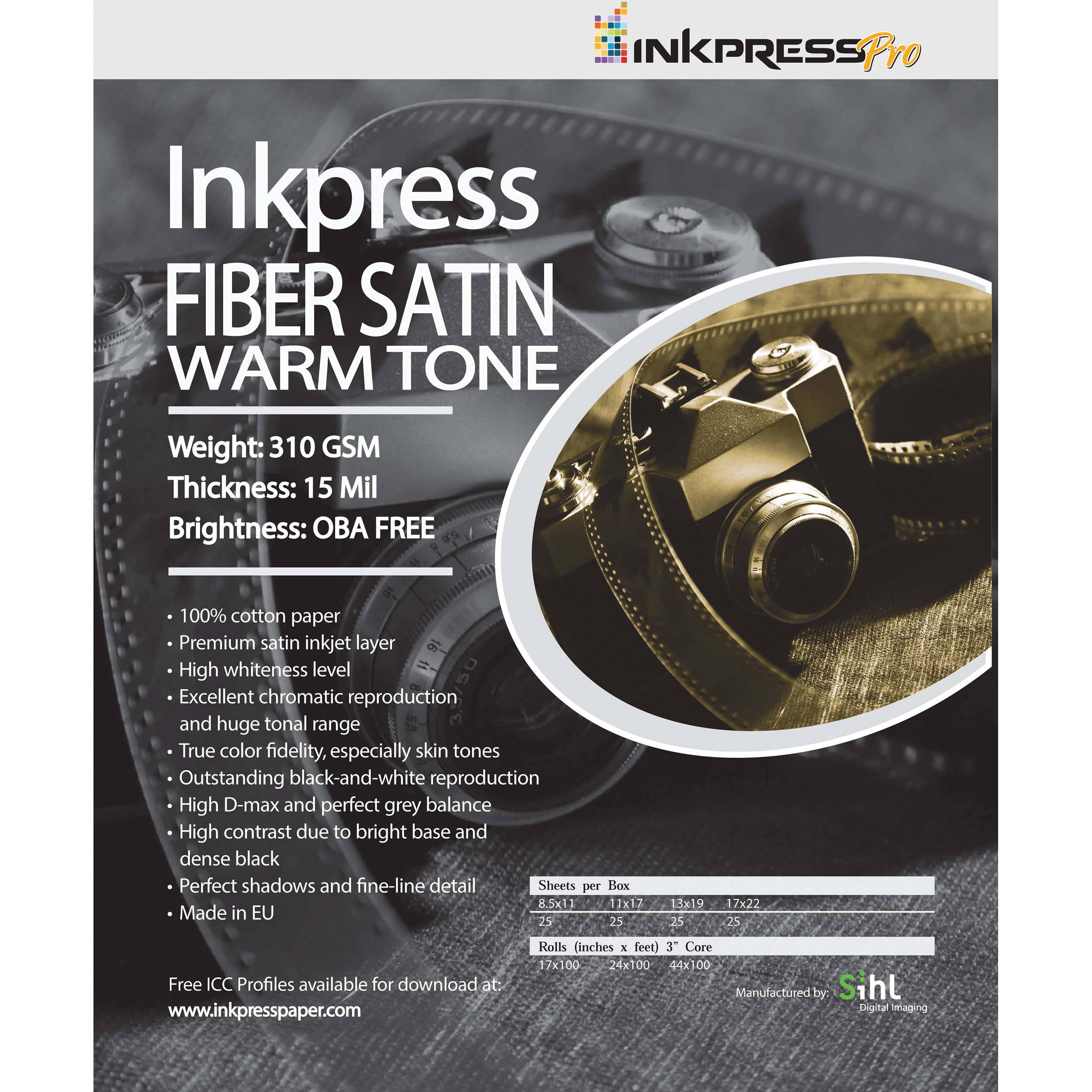 Inkpress Media Fiber Satin Warm Tone Paper (5 x 7", 50 Sheets)
