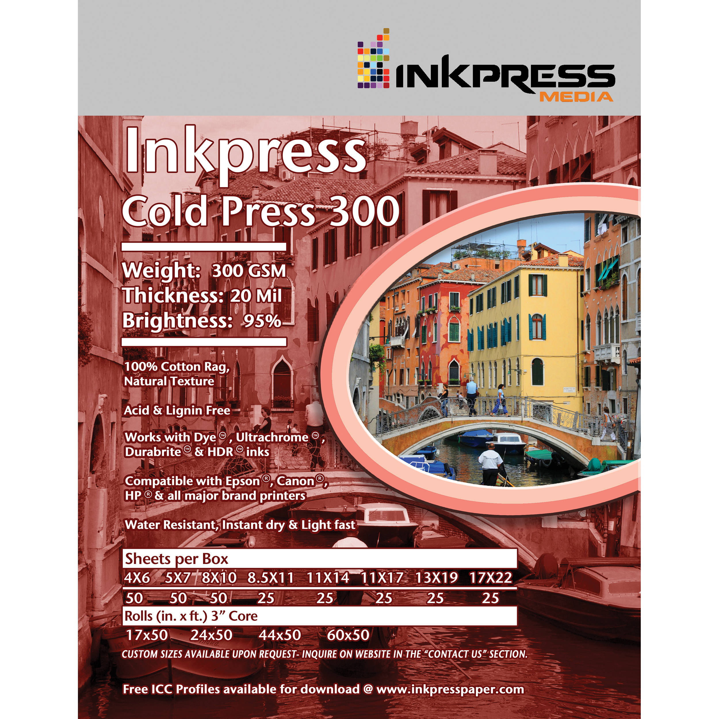 Inkpress Media Cold Press 300 Archival Inkjet Paper (5 x 7", 50 Sheets)