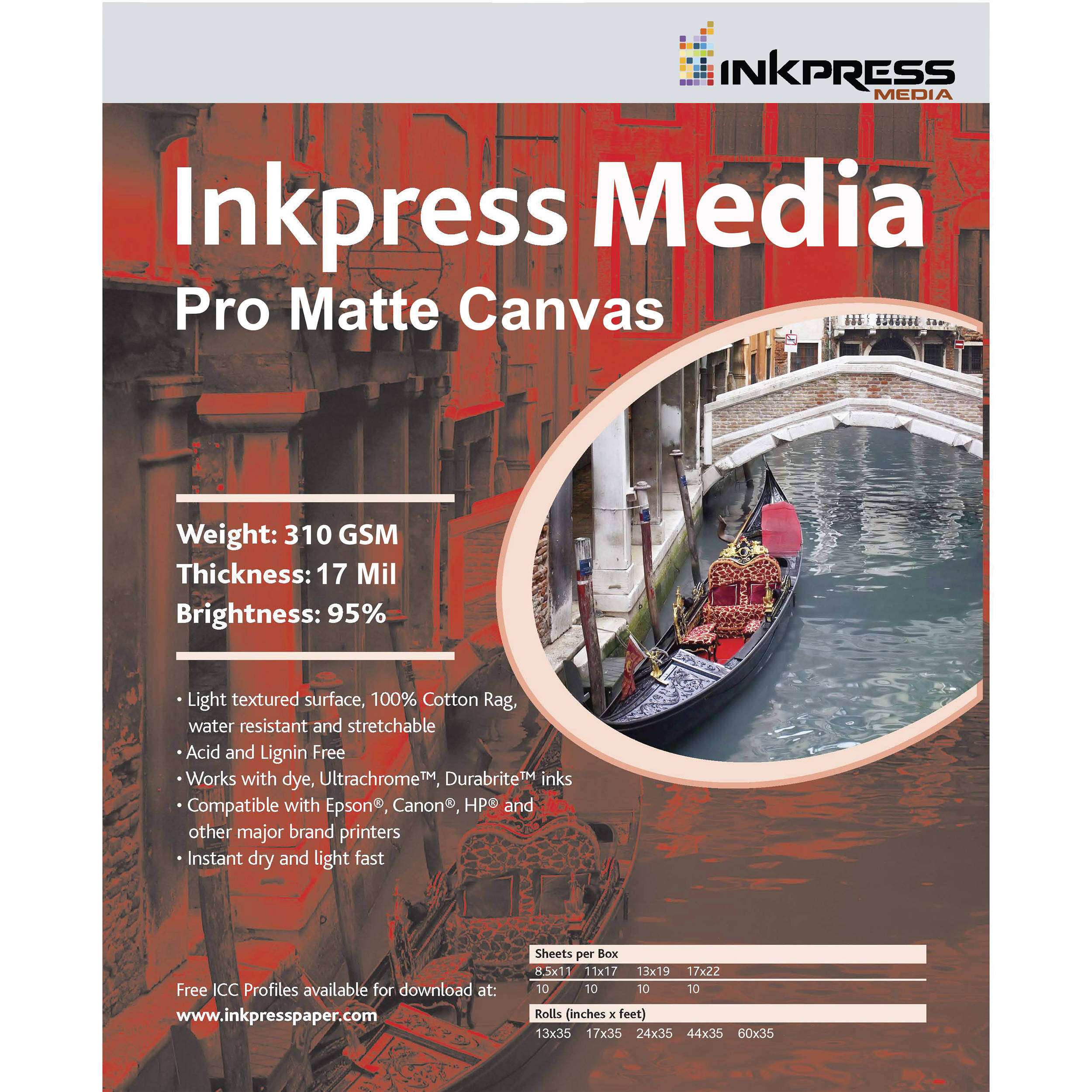 Inkpress Media Pro Matte Canvas (17" x 35', Roll)