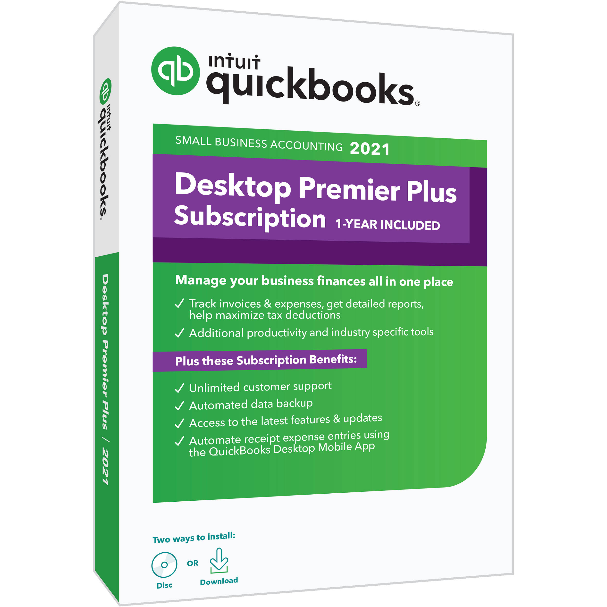 Intuit Quickbooks Desktop Premier Plus 2021 1-Year Subscription (Download and Disc)