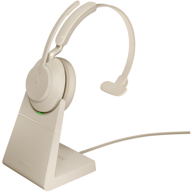 Jabra Evolve2 65 Mono Wireless On-Ear Headset (Microsoft Teams, USB Type-A, Beige)