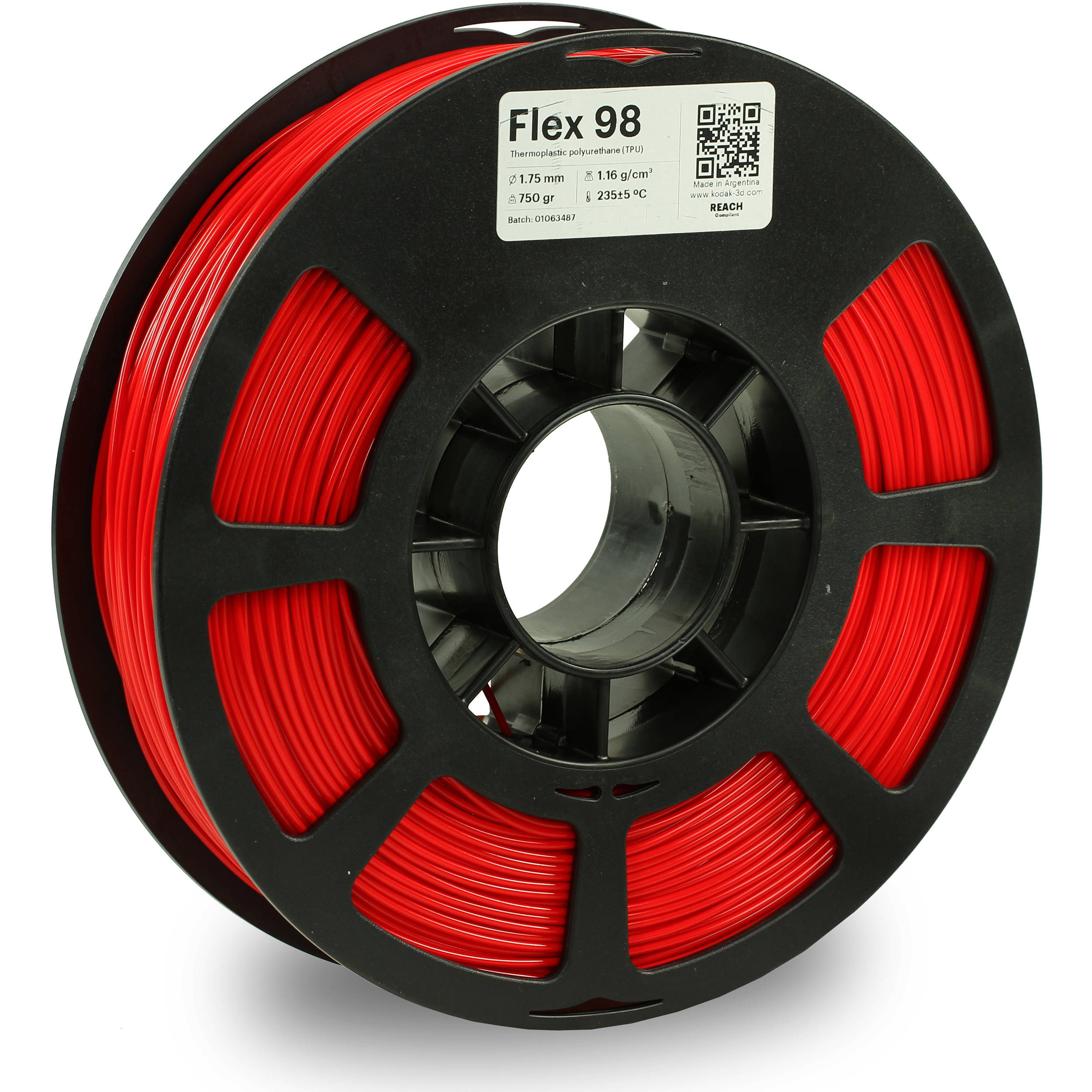 Kodak 1.75mm TPU Flex 98 Filament (750g, Red)