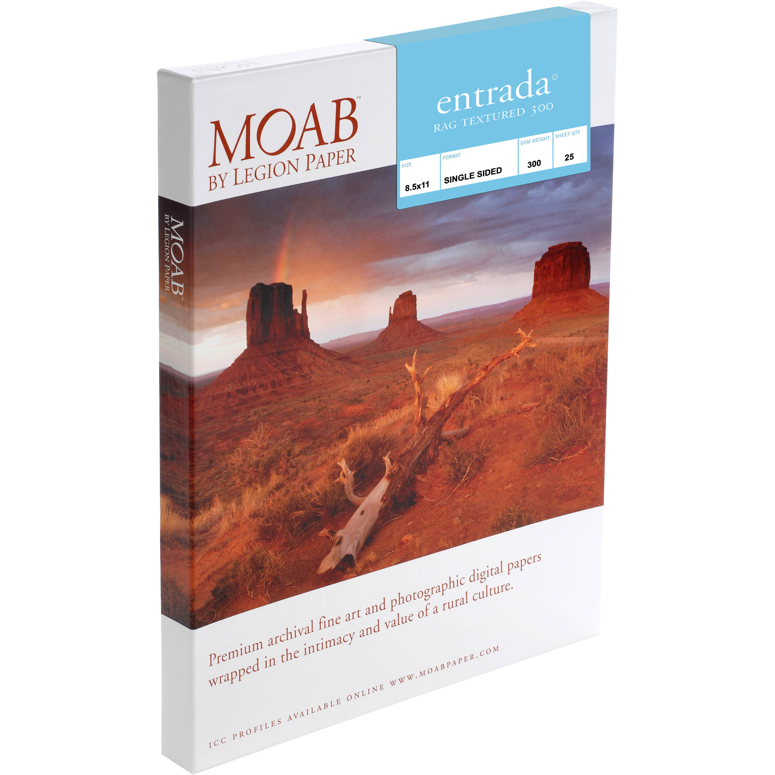 Moab Entrada Rag Textured 300 Paper (8.5 x 11", 25 Sheets)