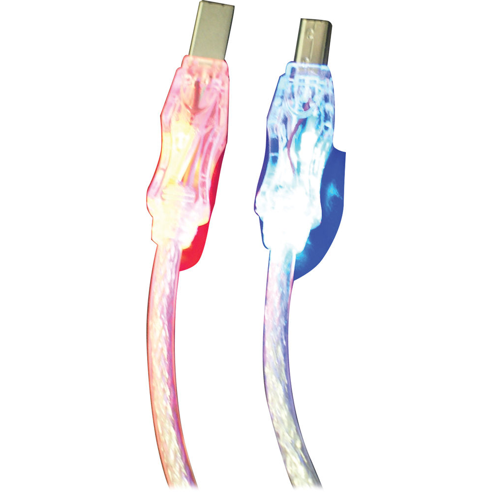 QVS USB 2.0 Cable Kit with Red & Blue LEDs (6', Two Pack)