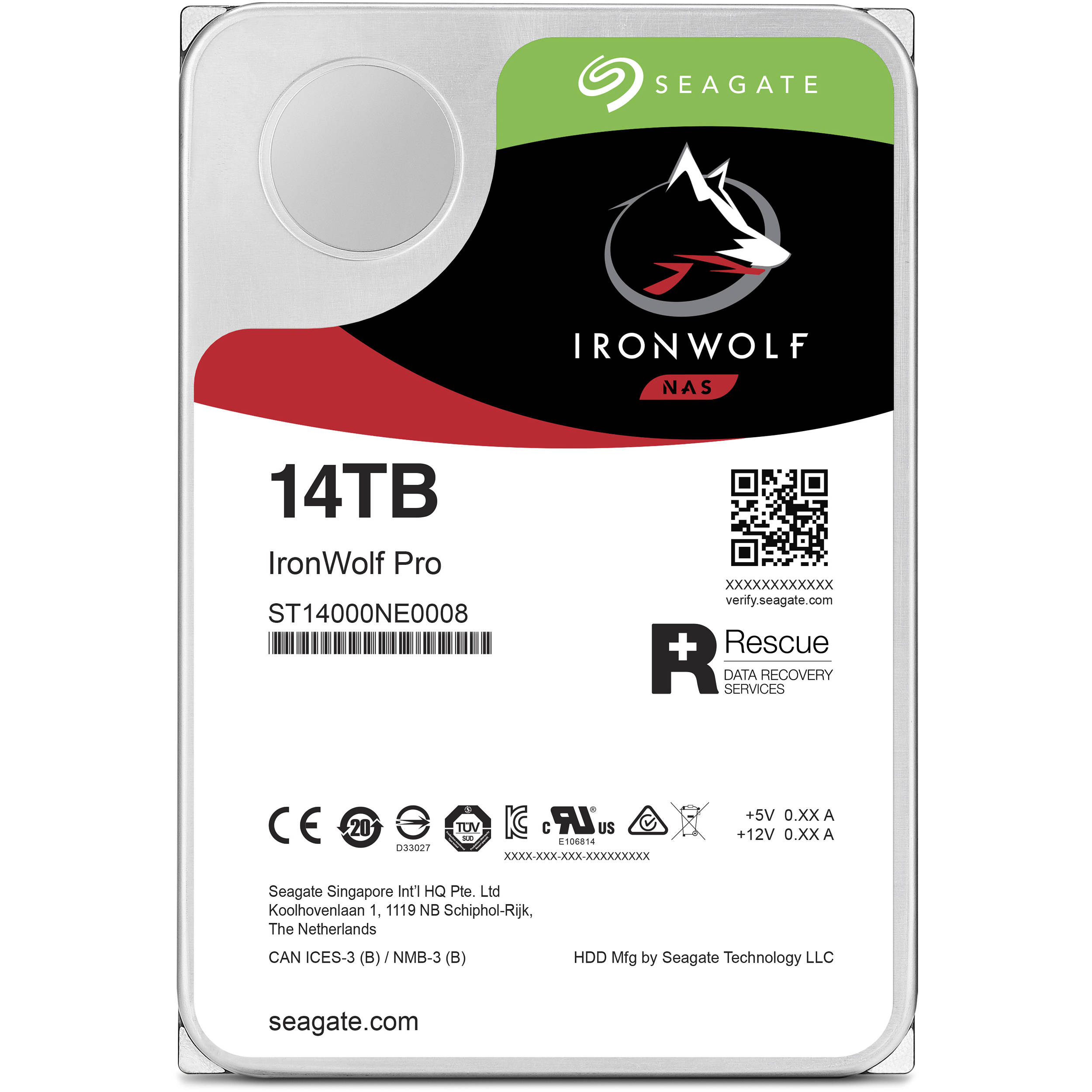 Seagate 14TB IronWolf Pro 7200 rpm SATA III 3.5" Internal NAS HDD (CMR, Retail)
