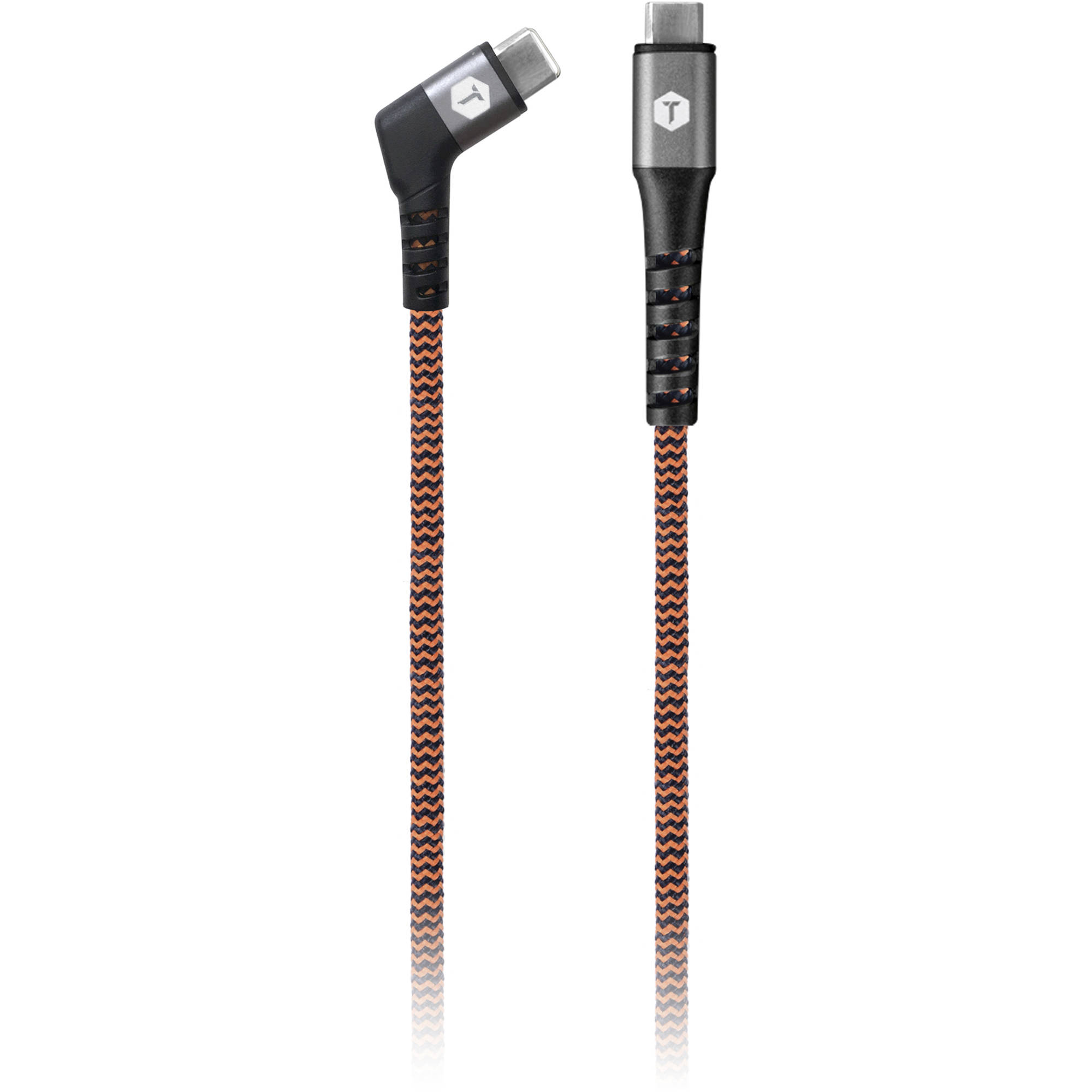 ToughTested Braided Right Angle USB Type-C Male to USB Type-C Male Cable (6')