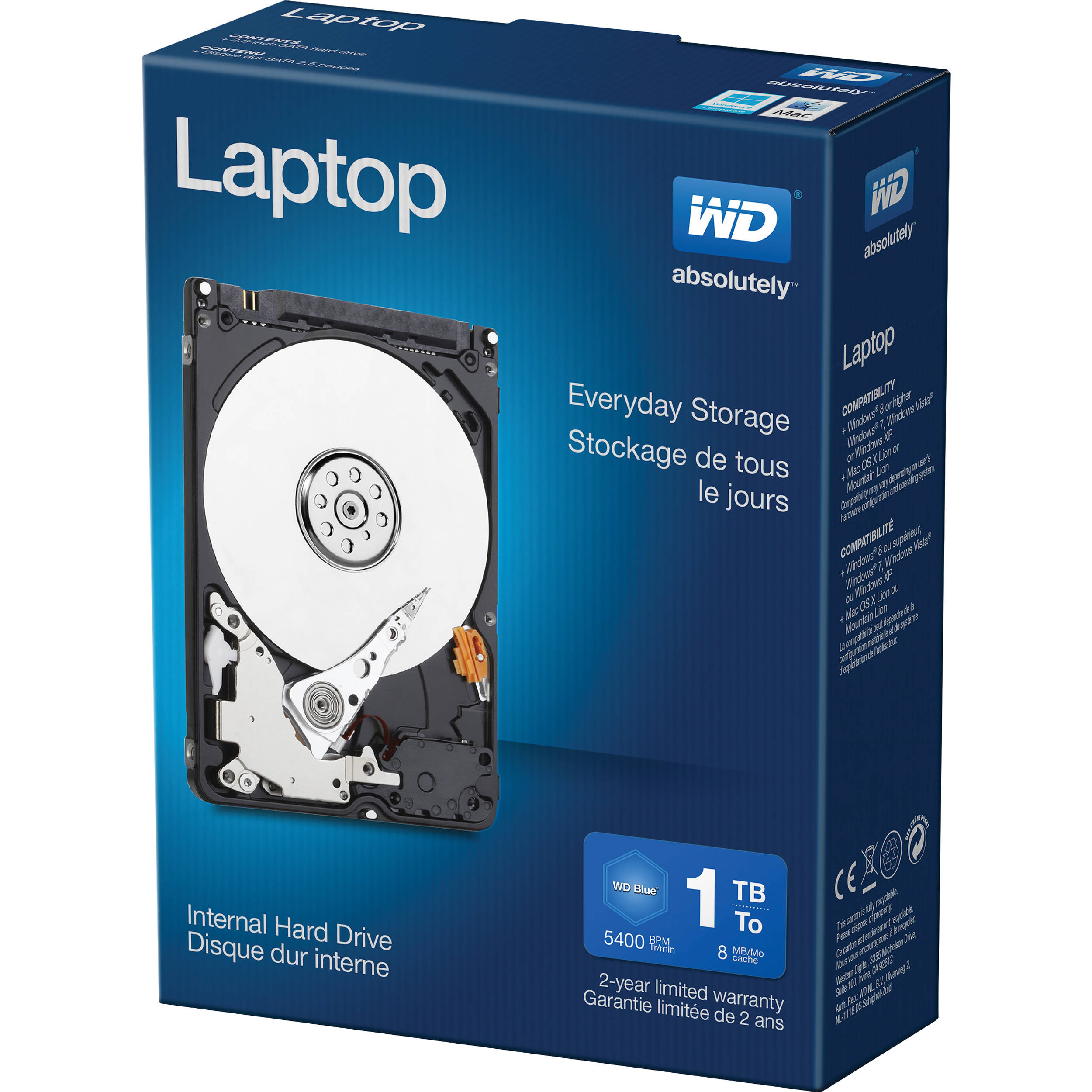 WD 1TB Laptop Performance 5400 rpm SATA II 2.5" Internal HDD Retail Kit